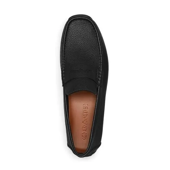 Coach Mens Luca Driver Loafer US 7.5 EU 40.5 Black Leather Slip On Round Toe NIB